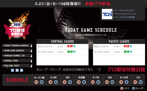 プロ野球開幕Web サイト